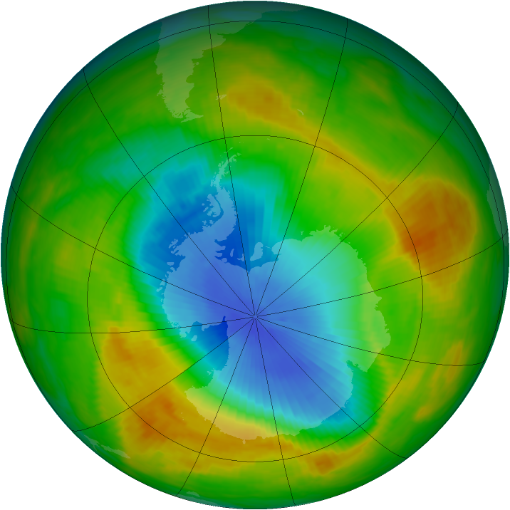 Antarctic ozone map for 11 November 1982